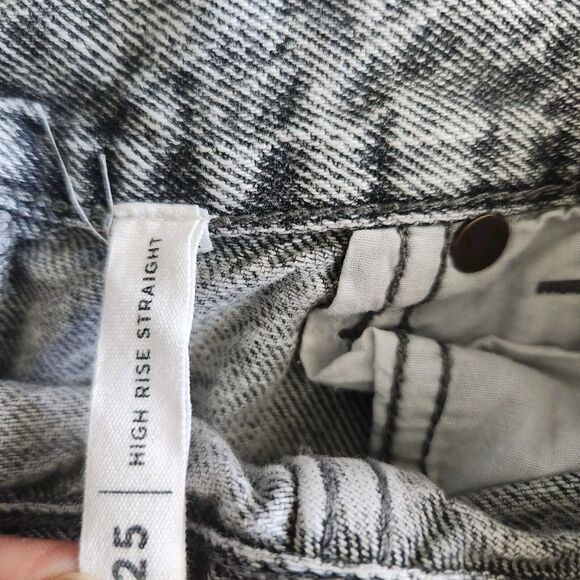 Pacsun High Rise Straight Jeans Black‎ Acid Wash Size 25 Women's - Picture 5 of 7